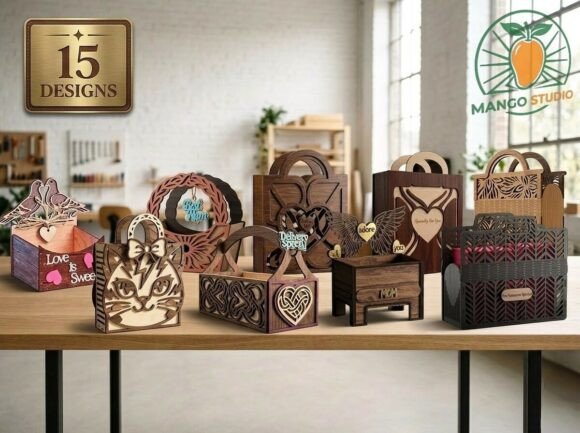 15 Laser Cut Box Bundle SVG DXF AI