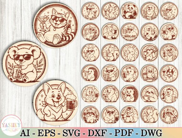 Bring Laughter to Your Drinkware: The Ultimate Funny Animal Coaster SVG Bundle