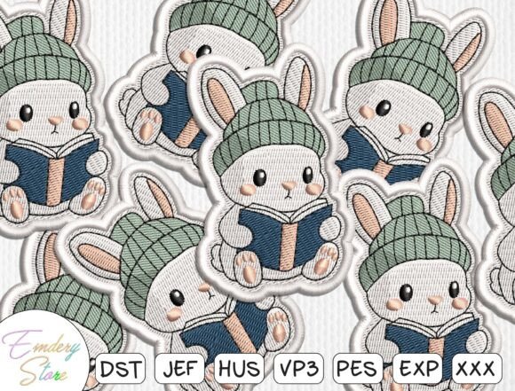 Bunny Reading Book Embroidery Patch: A Whimsical Touch for Creative Projects