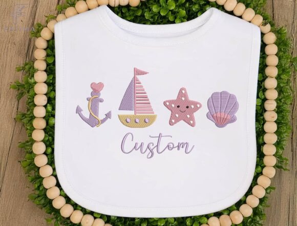 Charming Coastal Embroidery for Personalized Projects