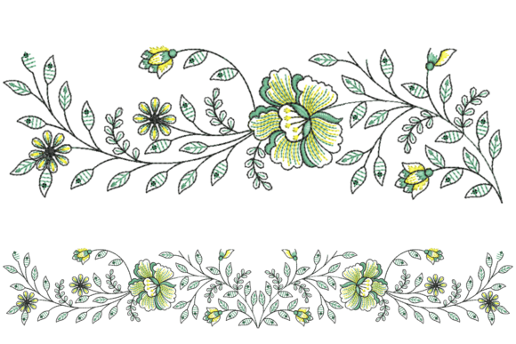 Creative Floral Border Embroidery Design