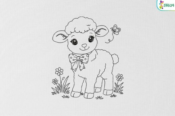 Cute Baby Lamb: A Versatile Embroidery Asset for Spring Collections