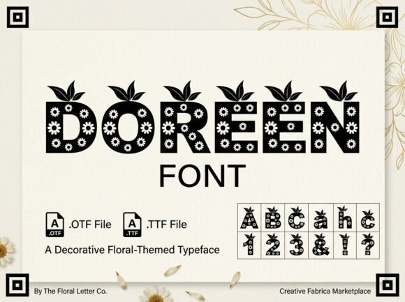 Doreen: A Floral-Themed Typeface That Brings Playful Elegance to Design