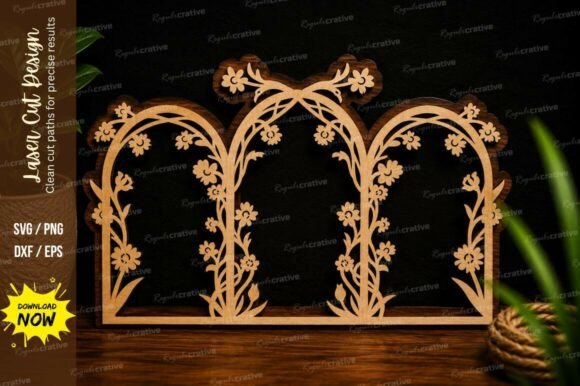 Elevating Craftsmanship with the Triple Floral Arch Frame Decorative Laser Design