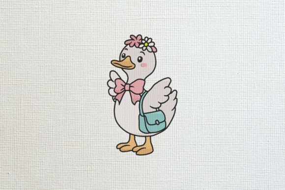 Fancy Daisy Duck with Purse: A Charming Embroidery Design Done Right
