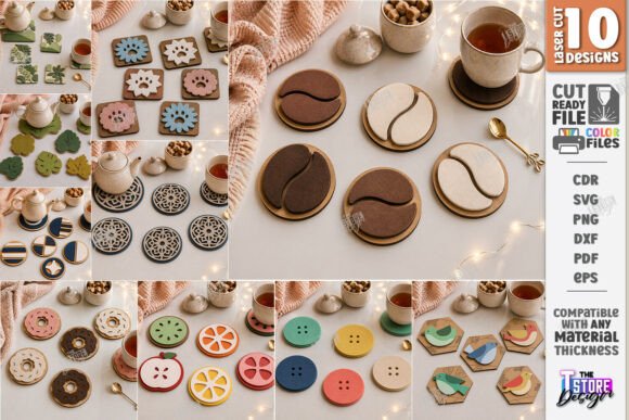 Felt Hot Pad Laser Cut Bundle Coasters: Elevate Your Kitchen with Precision Craft