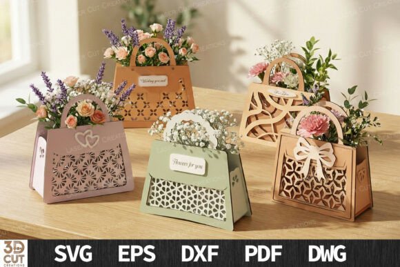 Floral Handbag Flower Box Bundle SVG: A Creative Solution for Laser-Cut Woodcraft Projects