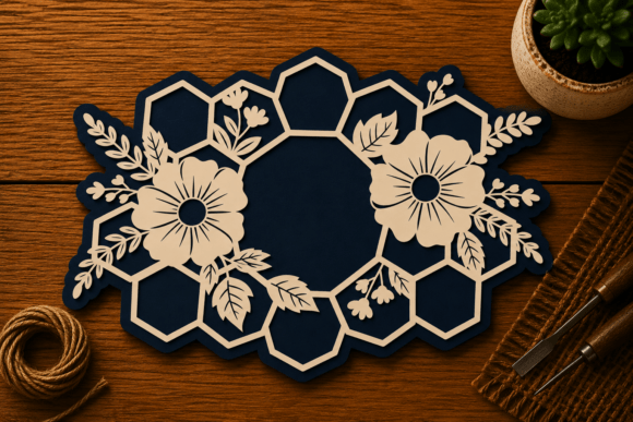 Floral Honeycomb Decorative Frame Laser