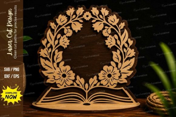 Floral Wreath Book Theme Decorative Laser Design: A Strategic Asset for Creators