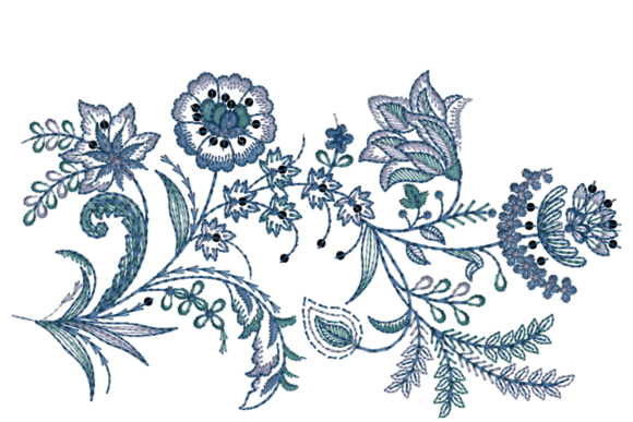 Flowers and Leaves Embroidery Design