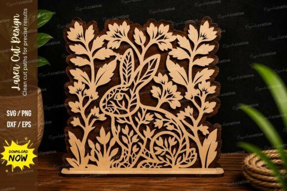 Forest Rabbit Nature Scene Decorative Laser File