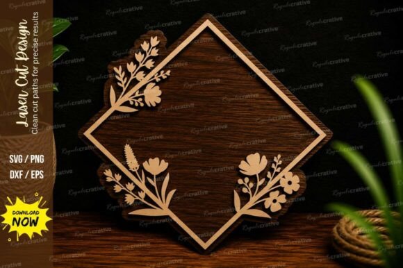 Geometric Floral Corner Frame Decorative Design
