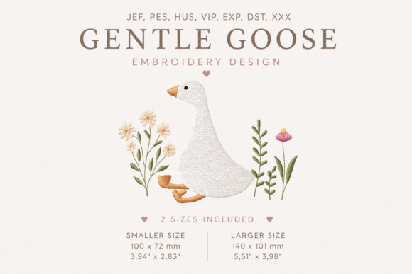 Goose with Wildflowers Embroidery Design – A Timeless Touch for Baby Projects