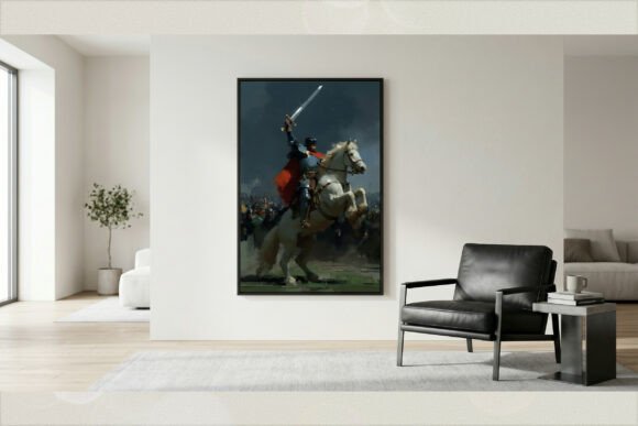Heroic Medieval Knight Impasto Oil Art