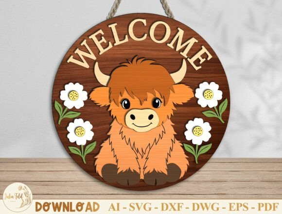 Highland Cow Welcome Sign SVG