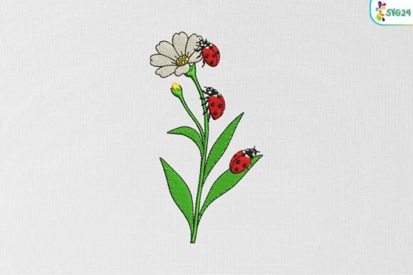 Ladybugs and Wildflower: A Charming Embroidery Design for Nature Lovers