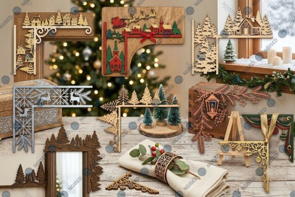 Laser Cut Christmas Door Corner SVG Bundle