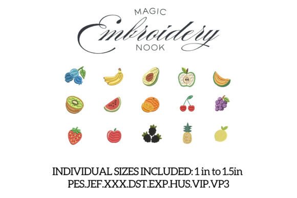Mini Fruits Bundle X 16 Design: Elevating Textile Projects with Vibrant Stitched Produce