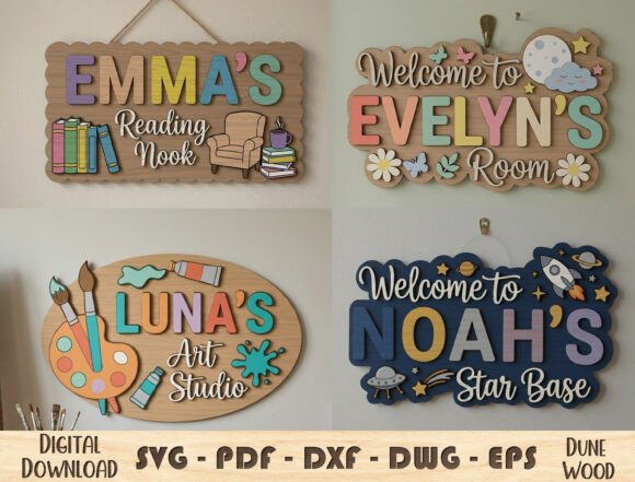 Personalized Kids Room Sign Laser Cut