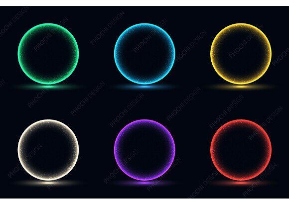 Set of Glowing Neon Circles Particles: A Practical Evaluation for Designers