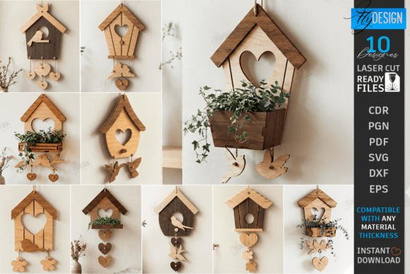 Spring Birdhouse Wall Decor Laser Bundle for Creative Projects