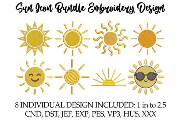 Sun Icon Bundle Embroidery Design: A Bright Addition to Creative Crafts
