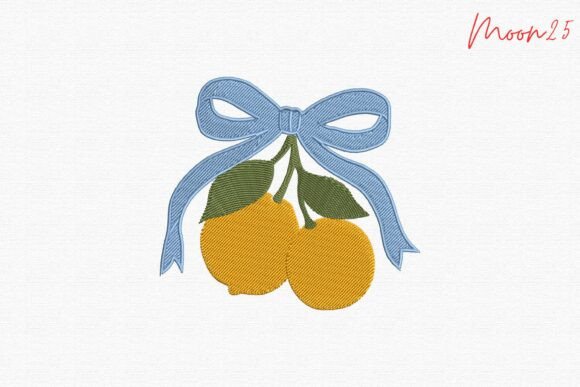 Sweet Citrus Duo with Ribbon Garden Char: A Fresh Embroidery Design for Every Season