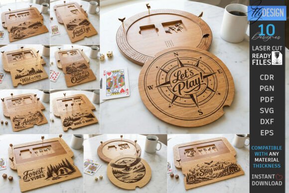 Travel Cribbage Board Game Laser Bundle