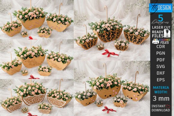 Umbrella Flower Boxes Laser Cut Bundle: Creative Solutions for Elegant Floral Displays