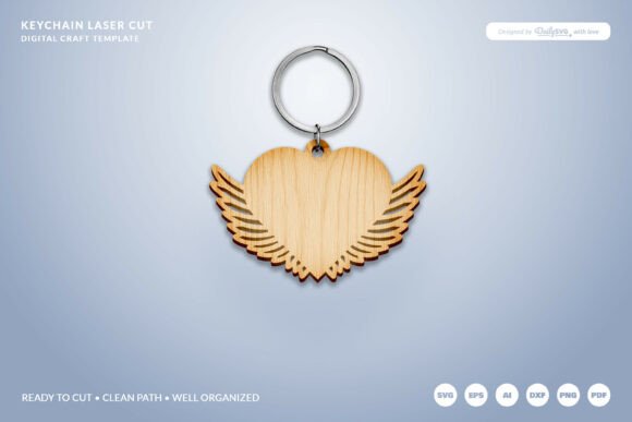 Wing Keychain Laser Cut Design